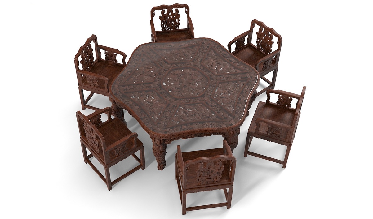Royal Craft Furniture Antique Luxury Hand Carving Dining Table - Image 2