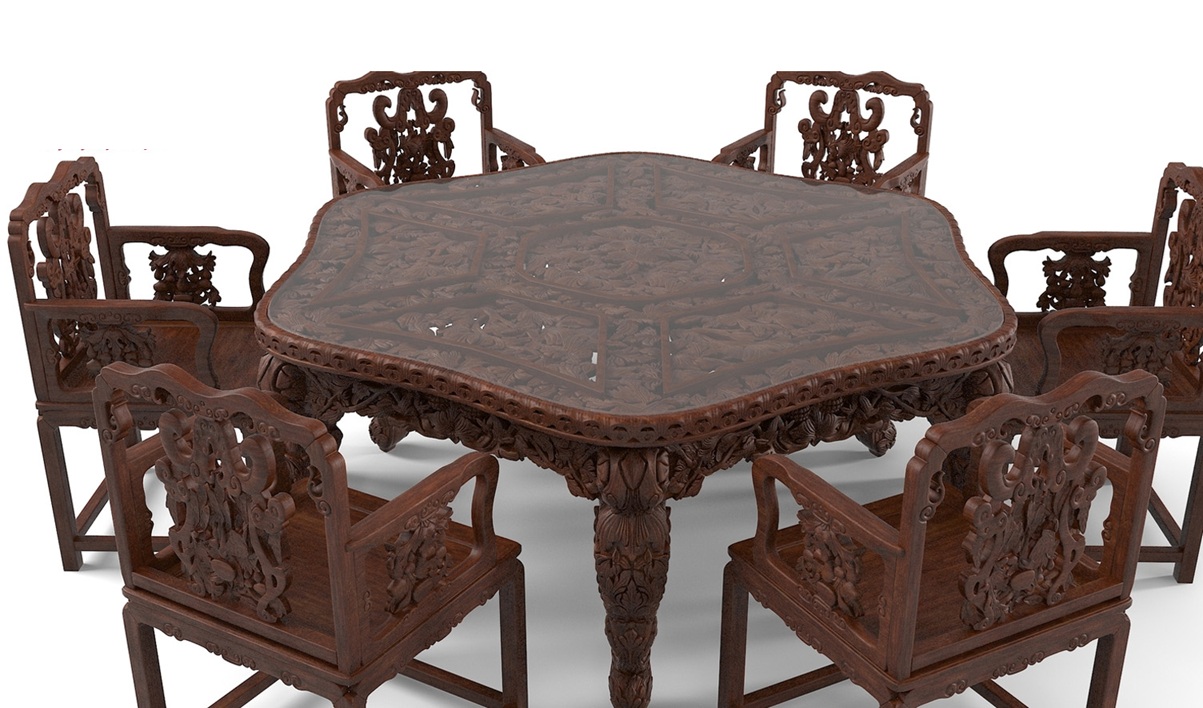 Royal Craft Furniture Antique Luxury Hand Carving Dining Table - Image 3