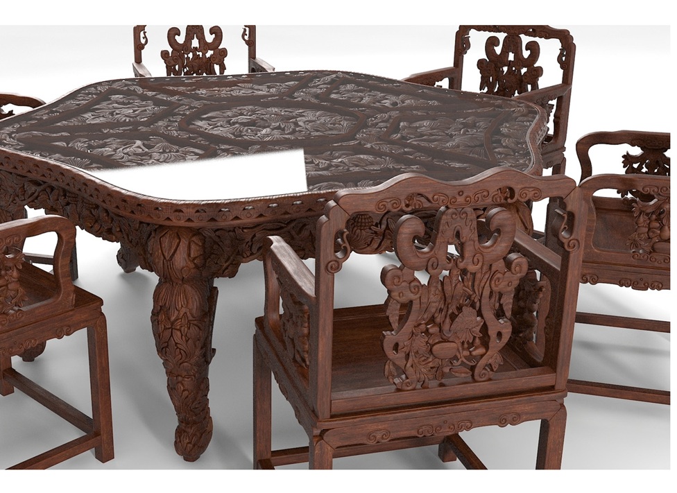 Royal Craft Furniture Antique Luxury Hand Carving Dining Table - Image 4