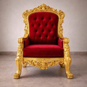 Royal Craft Furniture Royal Designer Bedroom Chair with Golden PU Finished