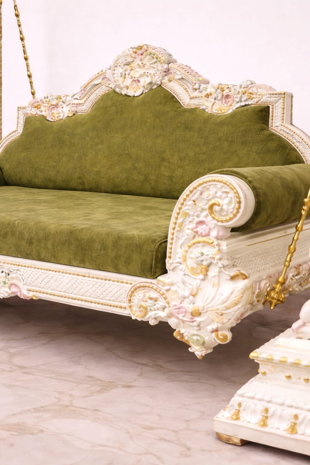 Royal Craft Furniture Royal Traditional Wooden Swing for Home White Royal Design - Image 4