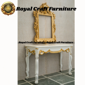 Royal Craft Furniture Royal Baroque Vanity Console with Ornate Mirror