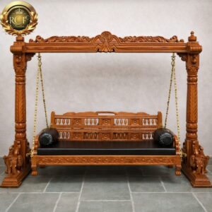 Royal Craft Furniture Elephant Design Wooden Jhula for Living Room