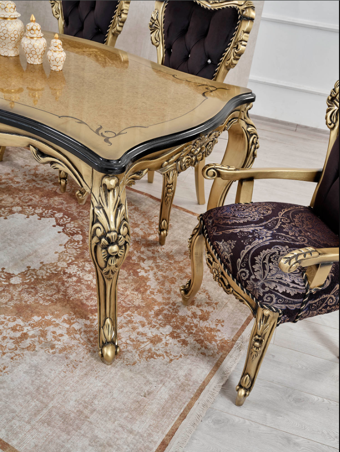 Royal Craft Furniture Imitation Gold Italian Style Dining Set - Image 3