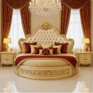 Royal Craft Furniture Wood Round Bed Design for Royal Home