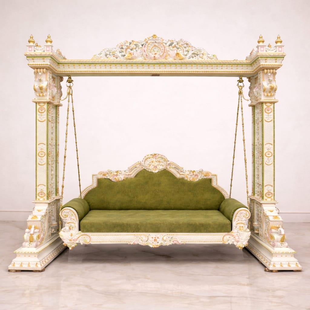 Royal Craft Furniture Royal Traditional Wooden Swing for Home White Royal Design