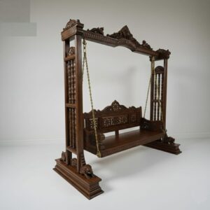 Royal Craft Furniture Royal Designer Wood Jhula in Solid Teak with Brass Chain
