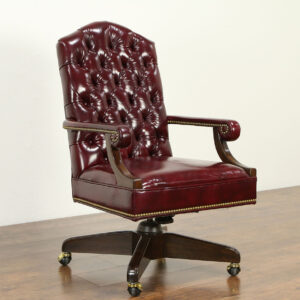 Royal Craft Furniture Traditional Antique Style Dark Walnut Swivel Office Desk Chair