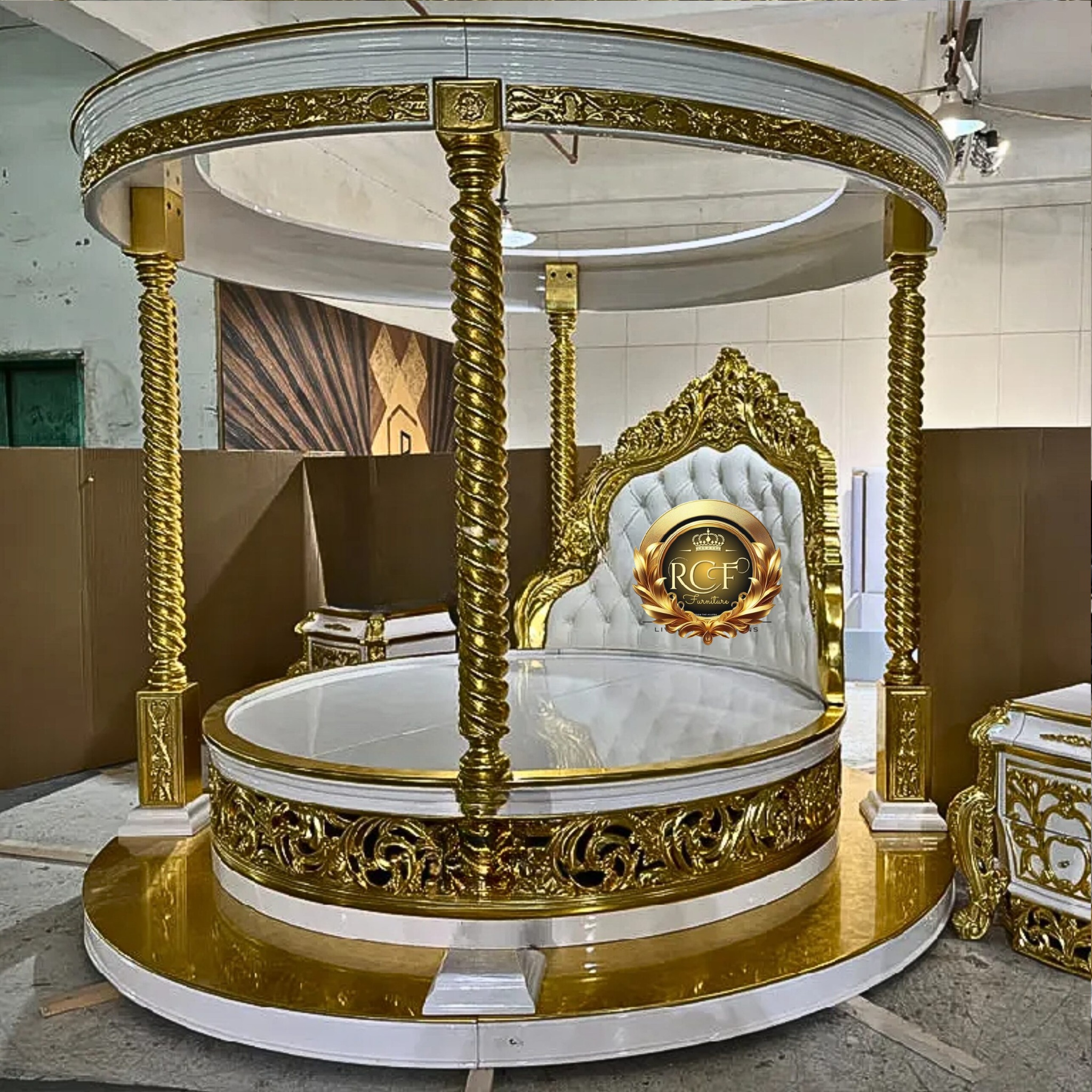 Royal Craft Furniture European Wooden Round Bed Design with Price - Image 2