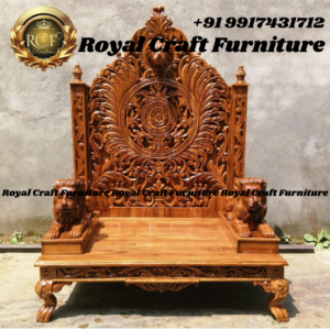 Royal Craft Furniture Luxury Designer Singhasan Natural polished Finished With side lion