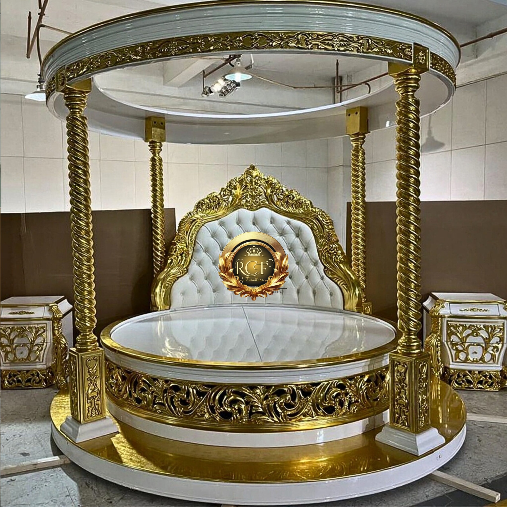 Royal Craft Furniture European Wooden Round Bed Design with Price - Image 6