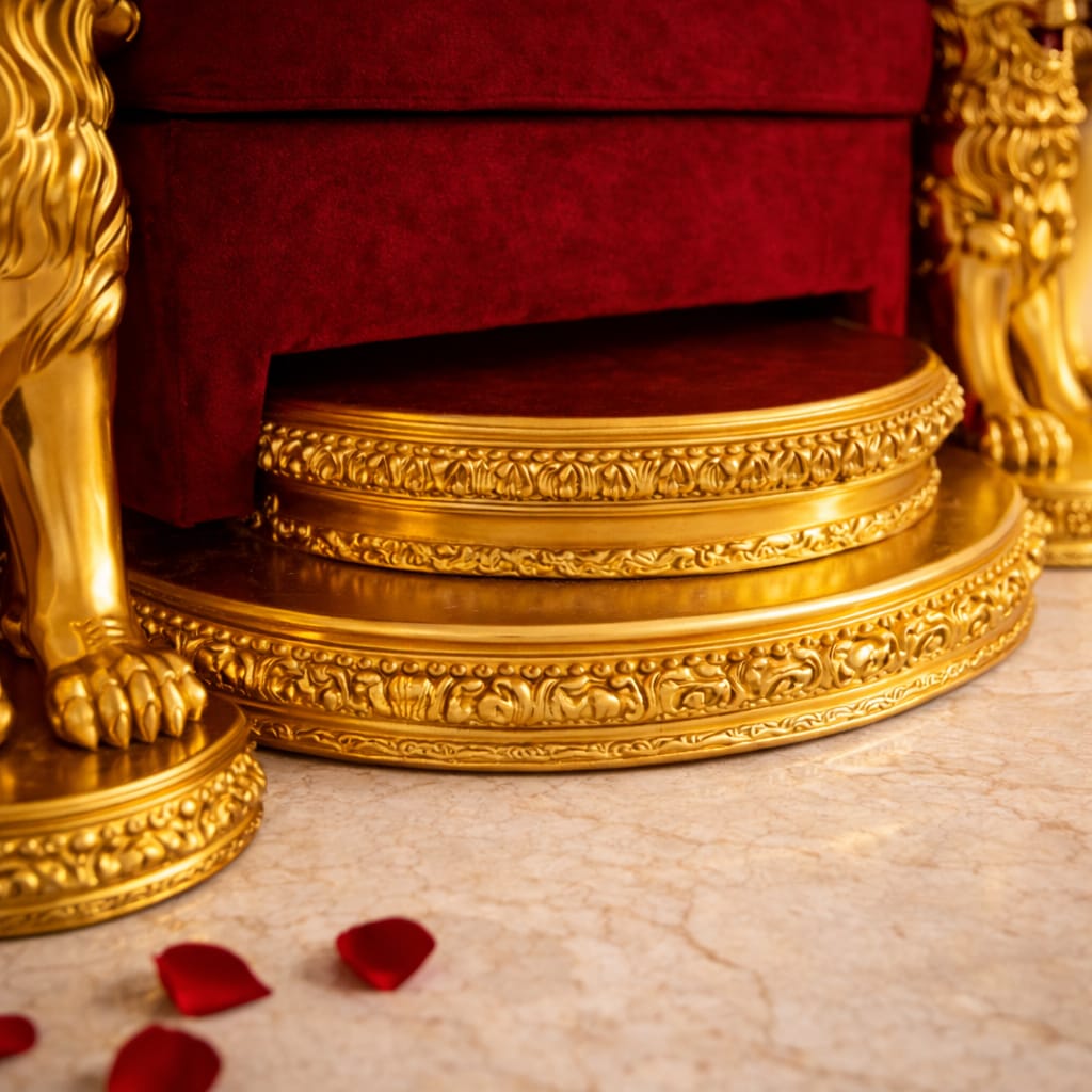 Royal Craft Furniture Grand Guruji Singhasan with Lion Design - Image 4