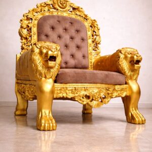 Royal Craft Furniture Handcrafted Wooden Lion Chair for Guruji