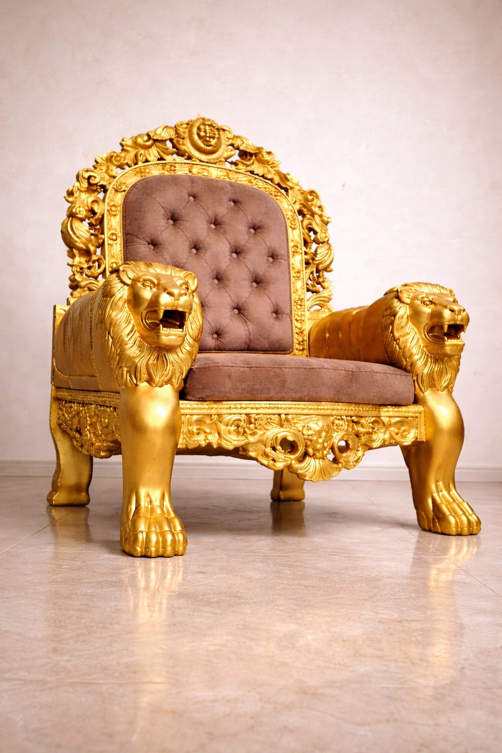 Royal Craft Furniture Handcrafted Wooden Lion Chair for Guruji