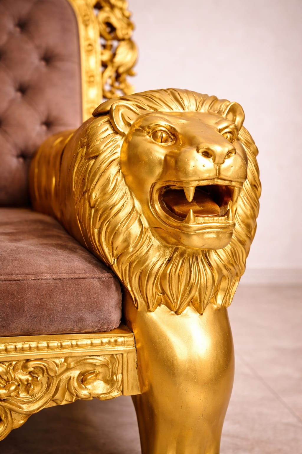 Royal Craft Furniture Handcrafted Wooden Lion Chair for Guruji - Image 3