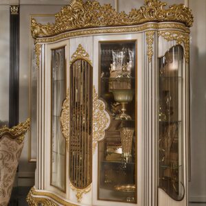 Royal Craft Furniture Ultra-Premium European Royal Heavy Gold Carving Display Crockery Cabinet