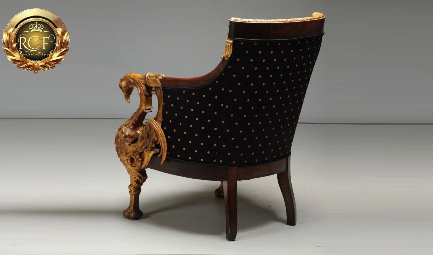 Royal Craft Furniture Royal Luxury Hand Carved Golden Arm Chair - Image 5