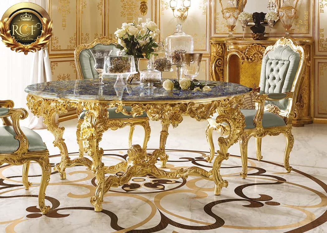 Royal Craft Furniture Gold Leaf Gilding Luxury Dining Table