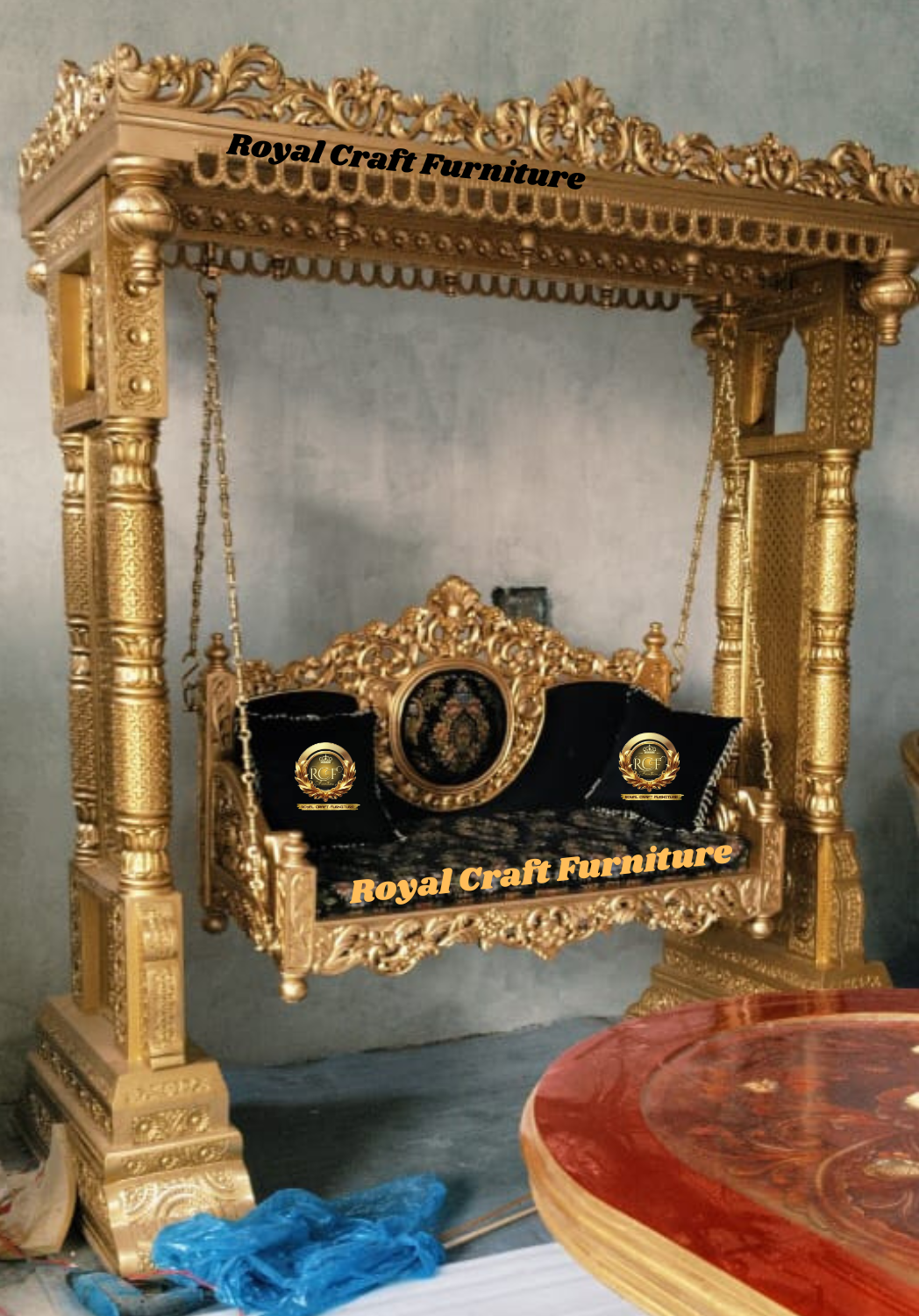 Royal Craft Furniture Turkish Style Swing Golden Deco Pu Finished Brass Chain - Image 3