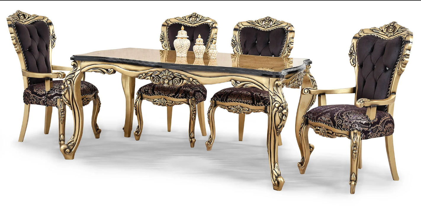 Royal Craft Furniture Imitation Gold Italian Style Dining Set - Image 6