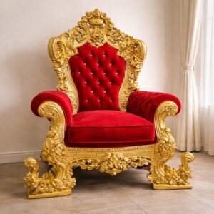 Royal Craft Furniture Luxury Heritage Singhasan with Deep Royal Carving & Antique Finish