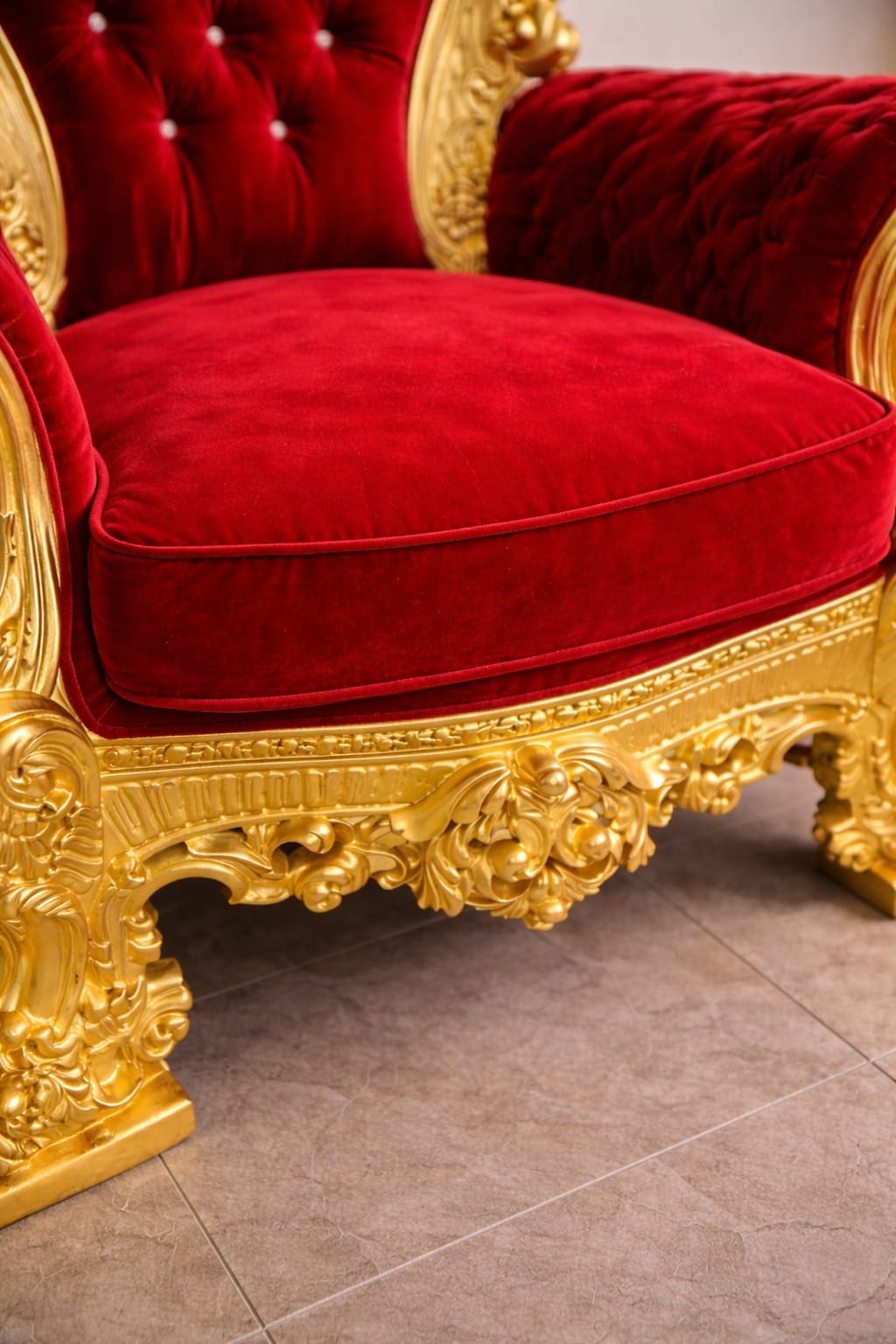 Royal Craft Furniture Luxury Heritage Singhasan with Deep Royal Carving & Antique Finish - Image 3