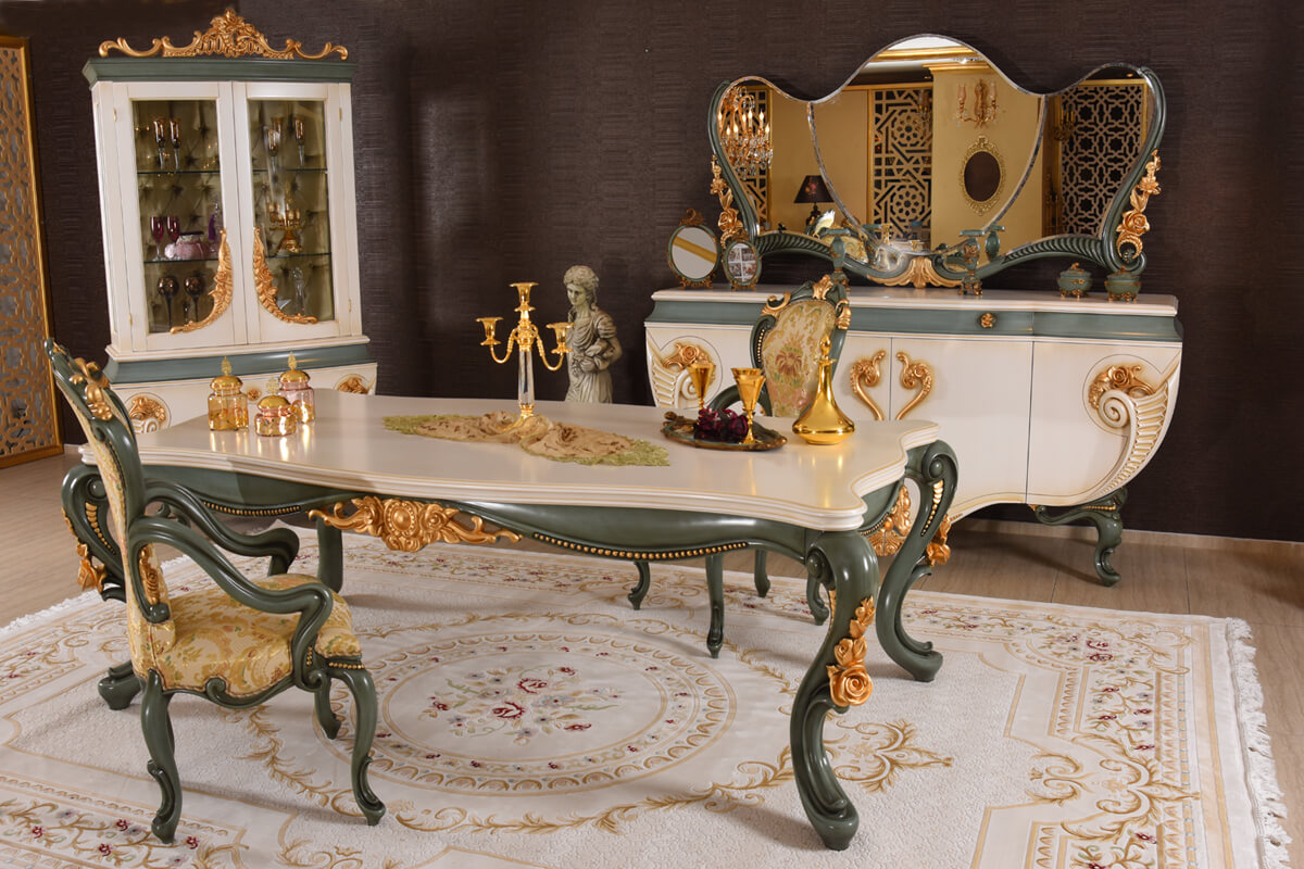 Royal Craft Furniture Vanessa Luxury Hand Carved Dining Table Set - Image 7