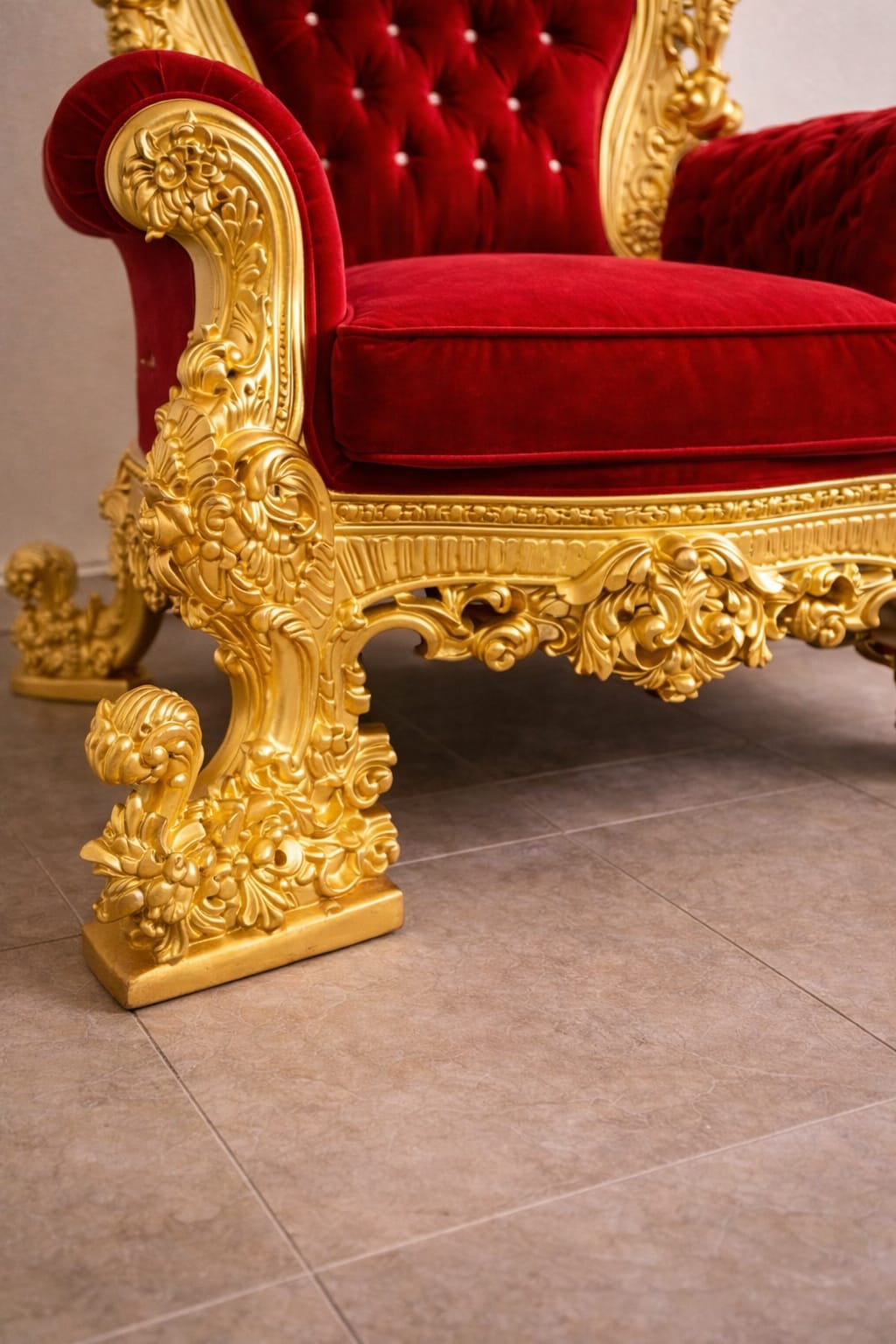 Royal Craft Furniture Luxury Heritage Singhasan with Deep Royal Carving & Antique Finish - Image 4