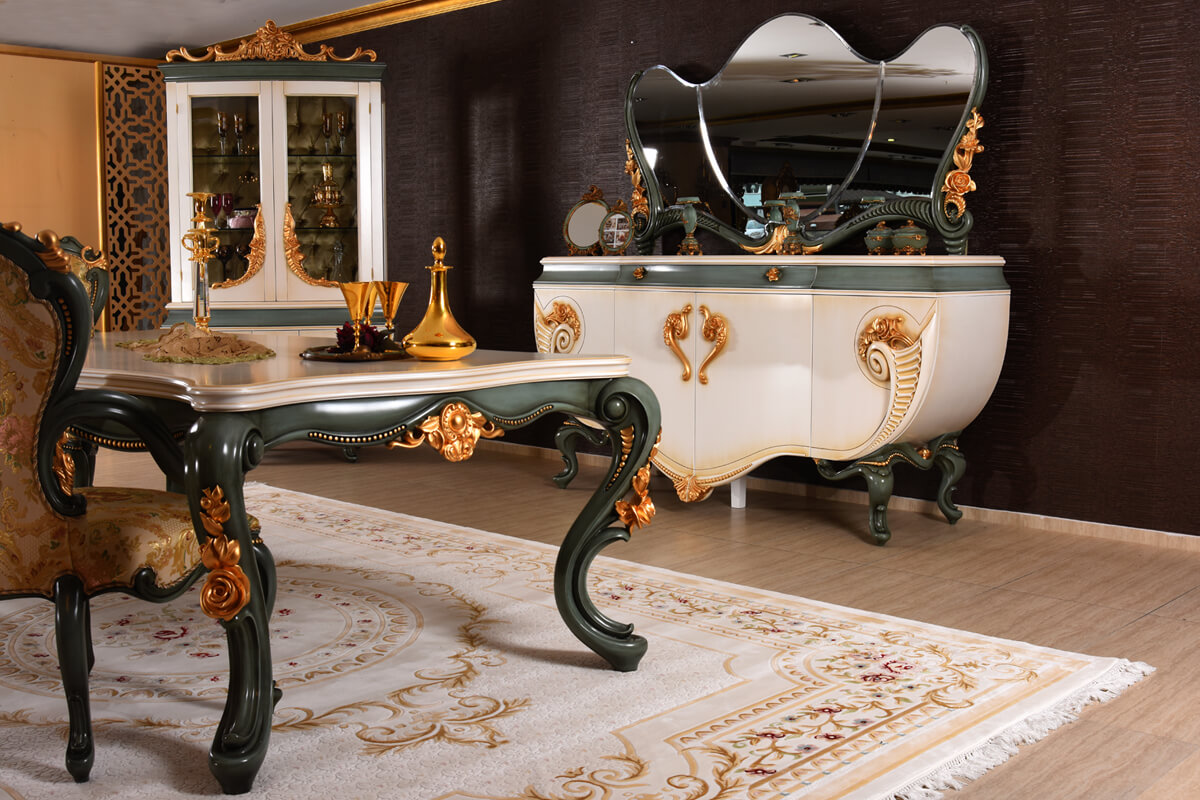 Royal Craft Furniture Vanessa Luxury Hand Carved Dining Table Set - Image 6