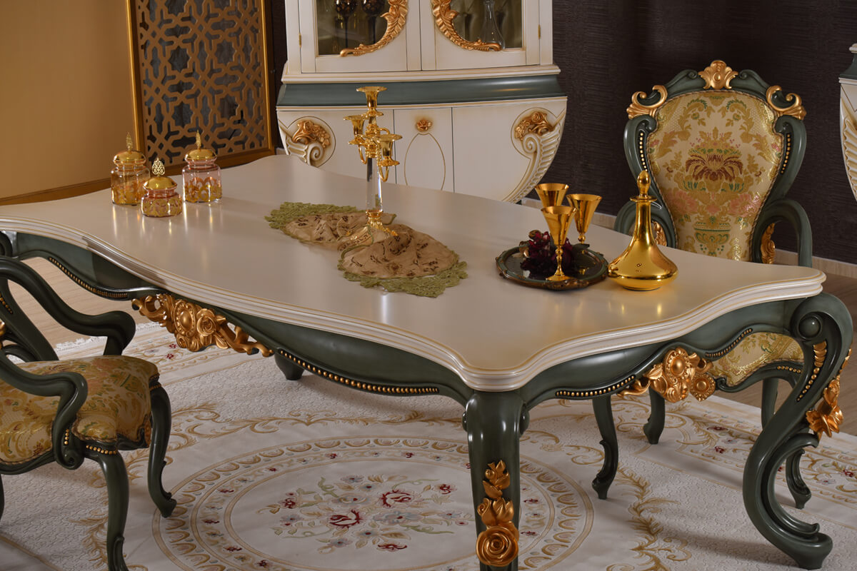 Royal Craft Furniture Vanessa Luxury Hand Carved Dining Table Set - Image 4