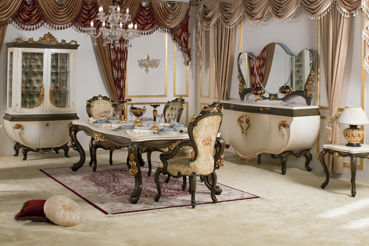 Royal Craft Furniture Vanessa Luxury Hand Carved Dining Table Set - Image 5