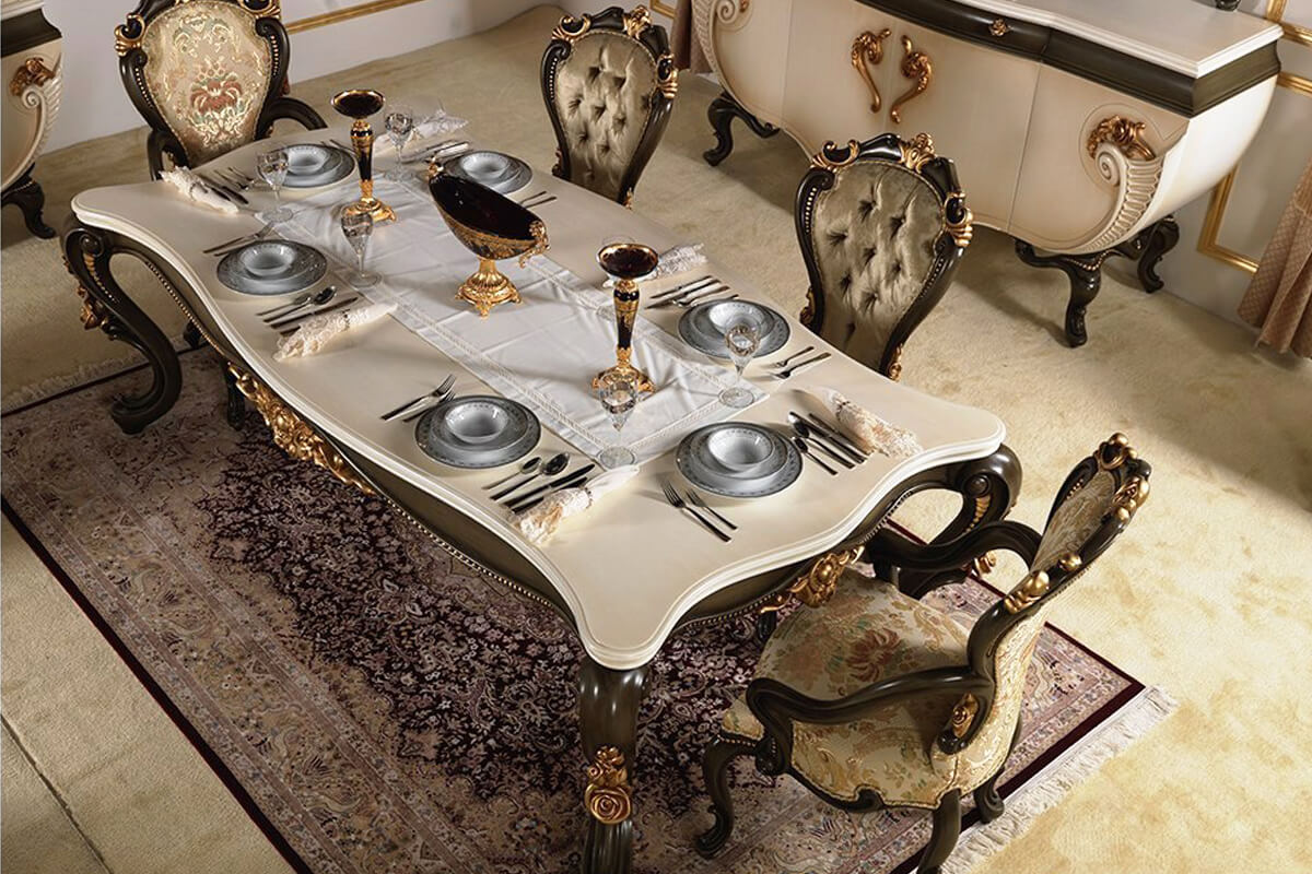 Royal Craft Furniture Vanessa Luxury Hand Carved Dining Table Set - Image 3