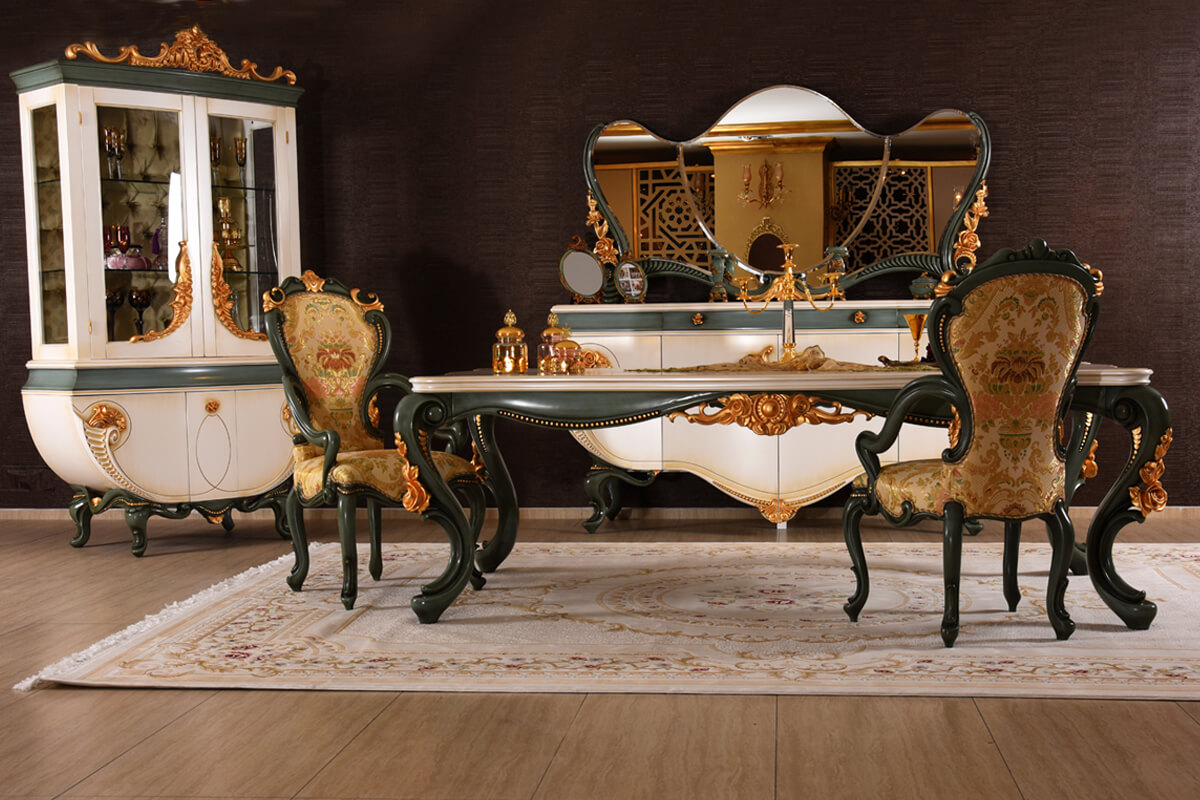 Royal Craft Furniture Vanessa Luxury Hand Carved Dining Table Set - Image 2