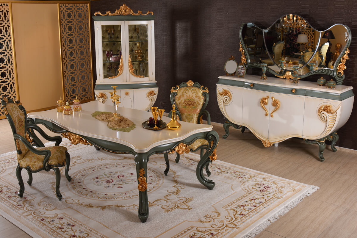 Royal Craft Furniture Vanessa Luxury Hand Carved Dining Table Set