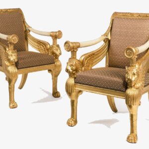 Royal Craft Furniture Royal Luxury Gold Leaf Gilded Arm Chairs