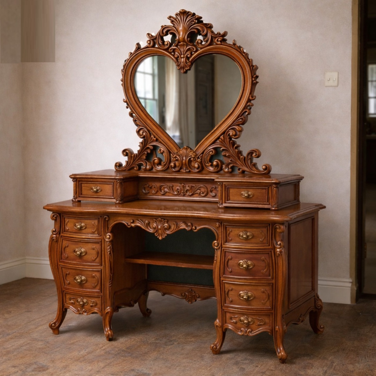 Royal Craft Furniture Carved Dressing Design Wooden - Image 6