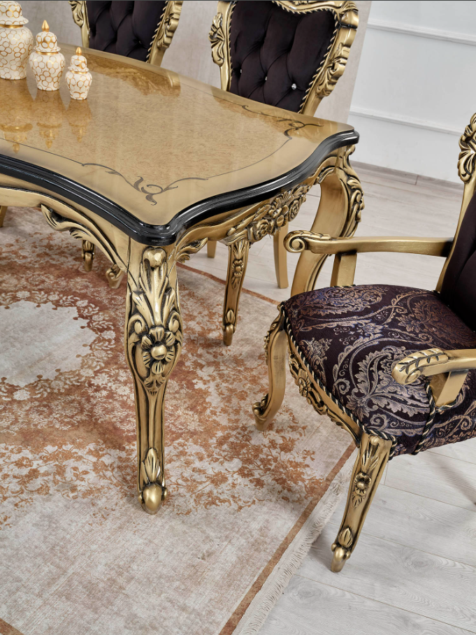 Royal Craft Furniture Imitation Gold Italian Style Dining Set - Image 7