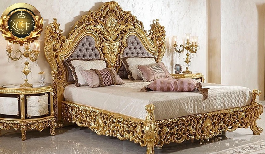 Royal Craft Furniture Royal Neo Classical Style Gold Leaf Gilding Bedroom Set - Image 2