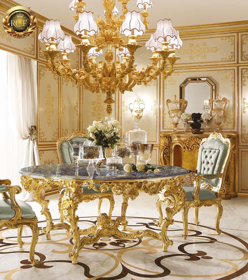 Royal Craft Furniture Gold Leaf Gilding Luxury Dining Table - Image 4
