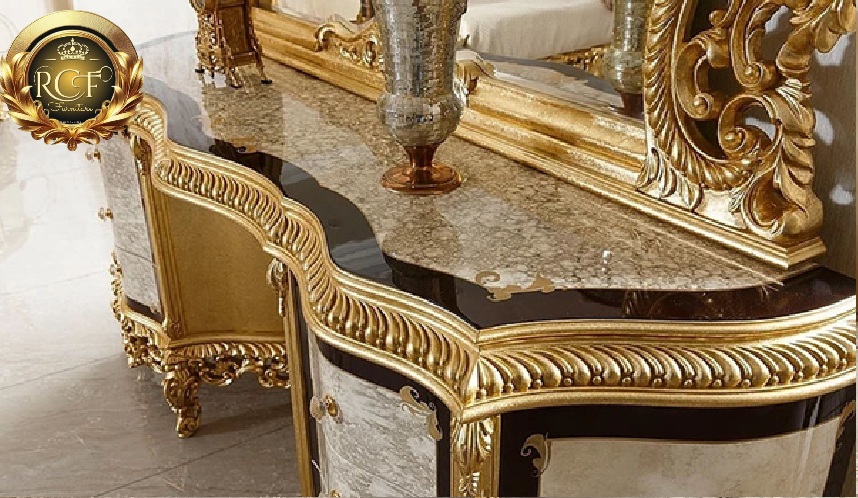 Royal Craft Furniture Royal Neo Classical Style Gold Leaf Gilding Bedroom Set - Image 4