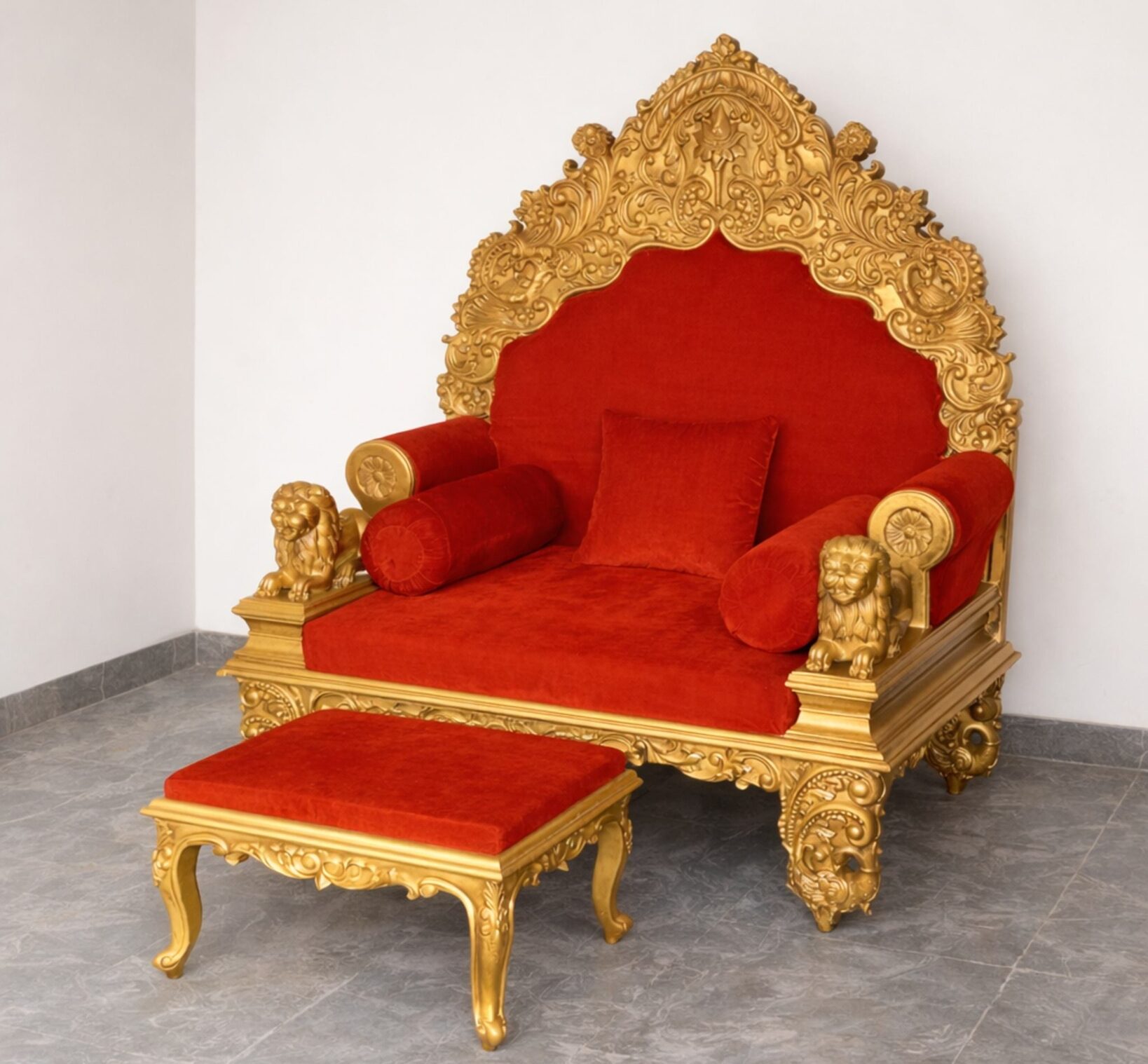 Royal Craft Furniture Wooden Lion Design Guruji Chair
