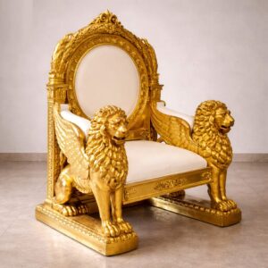 Royal Craft Furniture Lion Handle Chair in Wood For Guruji