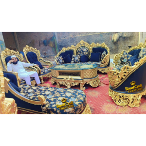 Royal Craft Furniture Turkish Style Sofa Set Black & Golden SHade