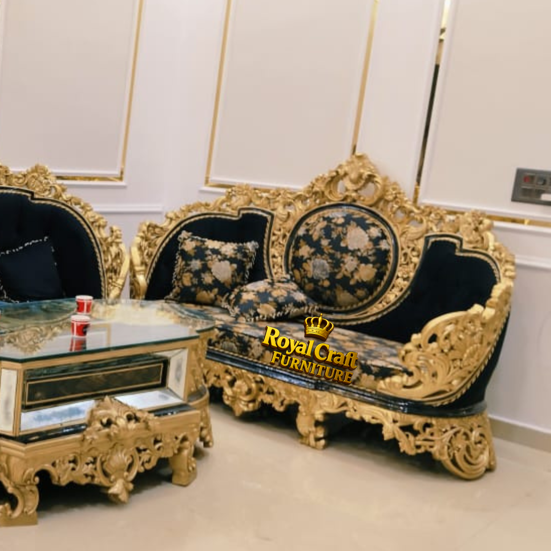 Royal Craft Furniture Turkish Style Sofa Set Black & Golden SHade - Image 2
