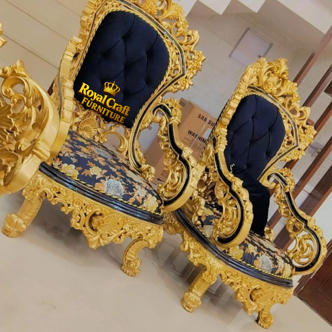 Royal Craft Furniture Turkish Style Sofa Set Black & Golden SHade - Image 4