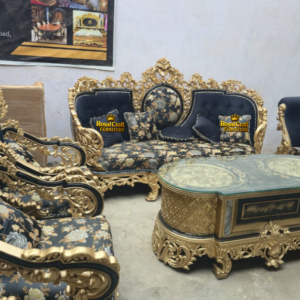 Royal Craft Furniture Turkish Style Sofa Set Golden Shade with Black Fabric