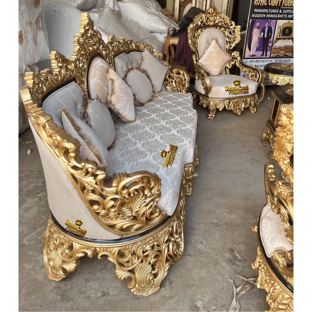 Royal Craft Furniture Turkish Style Sofa Set Golden Shade - Image 6