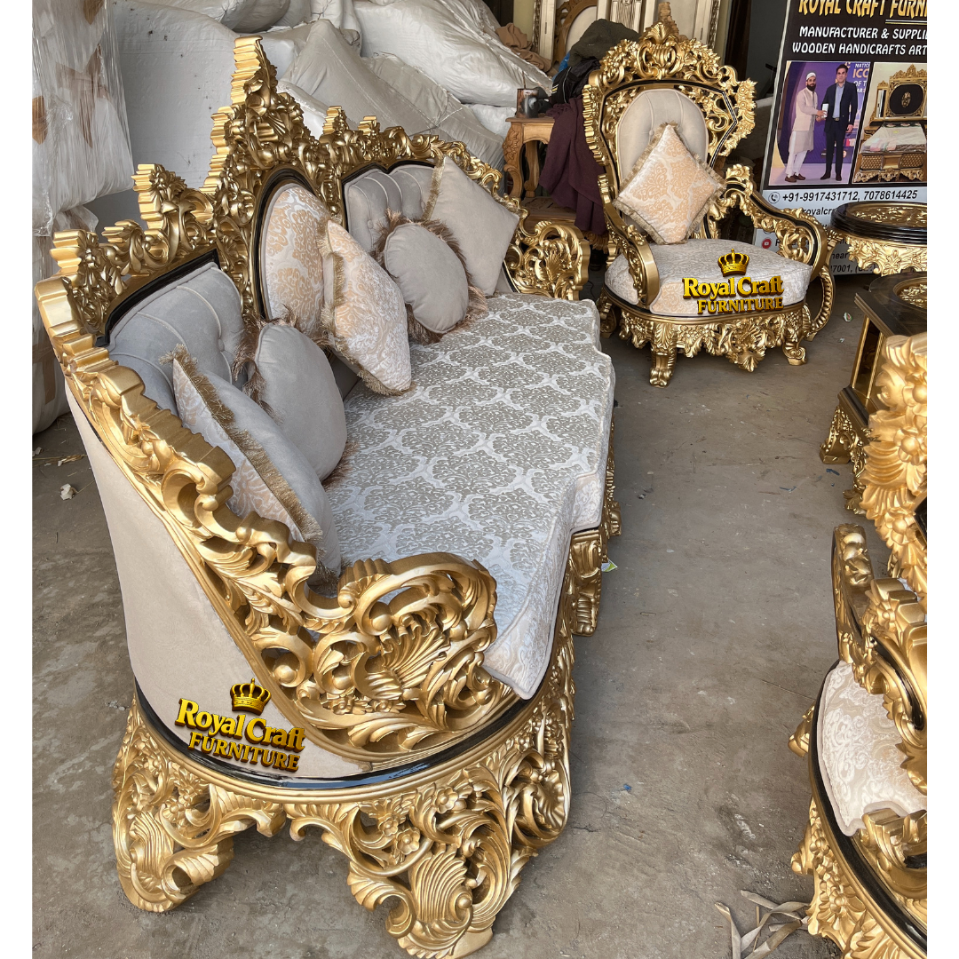 Royal Craft Furniture Turkish Style Sofa Set Golden Shade - Image 8