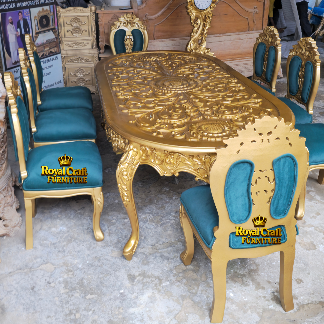 Royal Craft Furniture Royal Imperial Luxury 8-Seater Dining Table Set - Image 7