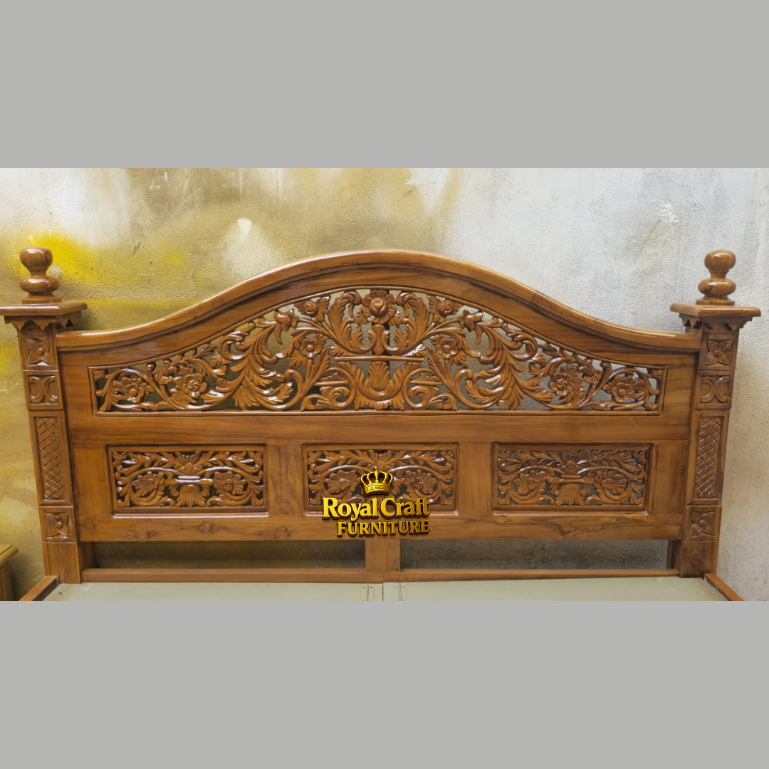 Royal Craft Furniture Heritage Handcrafted Carved Wooden Bed - Image 3